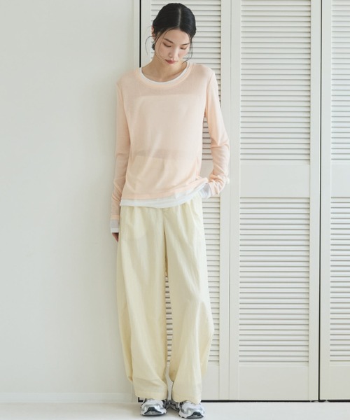 Doux archives(ドゥアルシーヴ)の「【ZOZO限定】【ハンドウォッシャブル】シャイニータックワイドパンツ(その他パンツ・レディース・ピンク/アイボリー・FREE)」の5枚目の写真