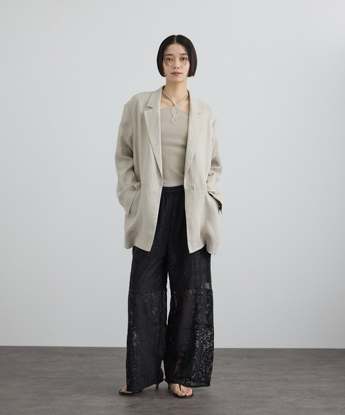 SALON adam et rope'（サロン アダム エ ロペ）の「【WEB限定】パッチワークレースパンツ / セットアップ対応（その他パンツ・レディース・オフホワイト/ブラック・FREE）」の4枚目の写真