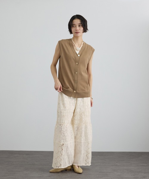 SALON adam et rope'（サロン アダム エ ロペ）の「【WEB限定】パッチワークレースパンツ / セットアップ対応（その他パンツ・レディース・オフホワイト/ブラック・FREE）」の6枚目の写真