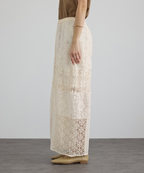SALON adam et rope'（サロン アダム エ ロペ）の「【WEB限定】パッチワークレースパンツ / セットアップ対応（その他パンツ・レディース・オフホワイト/ブラック・FREE）」の9枚目の写真