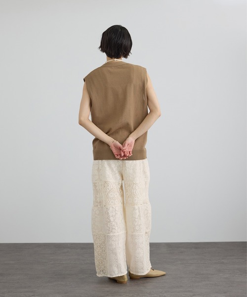 SALON adam et rope'（サロン アダム エ ロペ）の「【WEB限定】パッチワークレースパンツ / セットアップ対応（その他パンツ・レディース・オフホワイト/ブラック・FREE）」の19枚目の写真