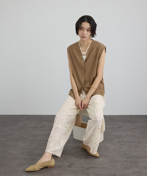 SALON adam et rope'（サロン アダム エ ロペ）の「【WEB限定】パッチワークレースパンツ / セットアップ対応（その他パンツ・レディース・オフホワイト/ブラック・FREE）」の20枚目の写真