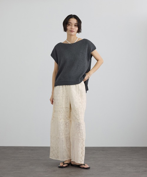 SALON adam et rope'（サロン アダム エ ロペ）の「【WEB限定】パッチワークレースパンツ / セットアップ対応（その他パンツ・レディース・オフホワイト/ブラック・FREE）」の21枚目の写真