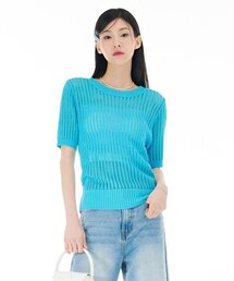 レディース スカシ組織 半袖スウェット-CBPG5692D0D
