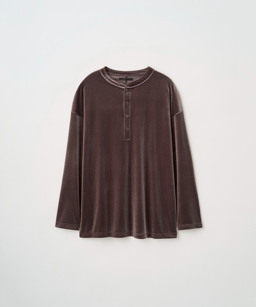 Juha（ユハ）の「LUSH VELOUR HENLEY L/S（Tシャツ/カットソー・メンズ・ブラウン/ブラック・4/3）」の10枚目の写真