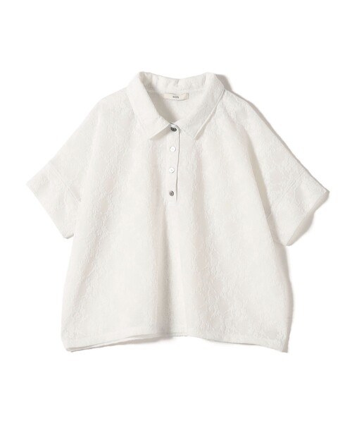 SHIPS(シップス)の「【WEB限定】〈手洗い可能〉シアー ジャカード ポロ 襟 ショート スリーブ プルオーバー(Tシャツ/カットソー・レディース・ライトブルー/ブラック/オフホワイト・ONE SIZE)」の17枚目の写真