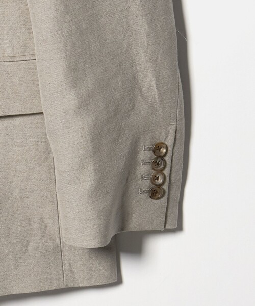 6（ロク）の「＜6(ROKU)＞麻ブレンド ノーカラー ジャケット（テーラードジャケット・レディース・ベージュ/ブラック・38/36）」の12枚目の写真