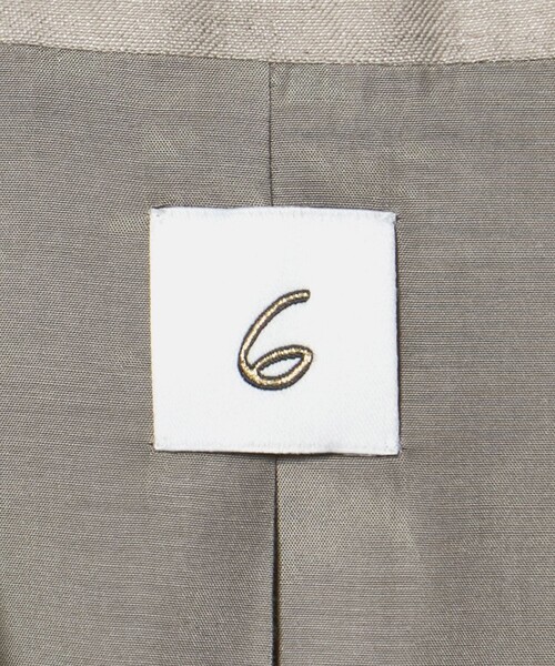 6（ロク）の「＜6(ROKU)＞麻ブレンド ノーカラー ジャケット（テーラードジャケット・レディース・ベージュ/ブラック・38/36）」の3枚目の写真