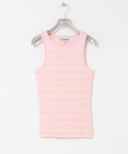 GANNI（ガニー）の「GANNI　SOFT COTTON RIB TANK TOP（タンクトップ・レディース・ピンク系その他/ブラウン系その他/ストライプ・SMALL）」の4枚目の写真
