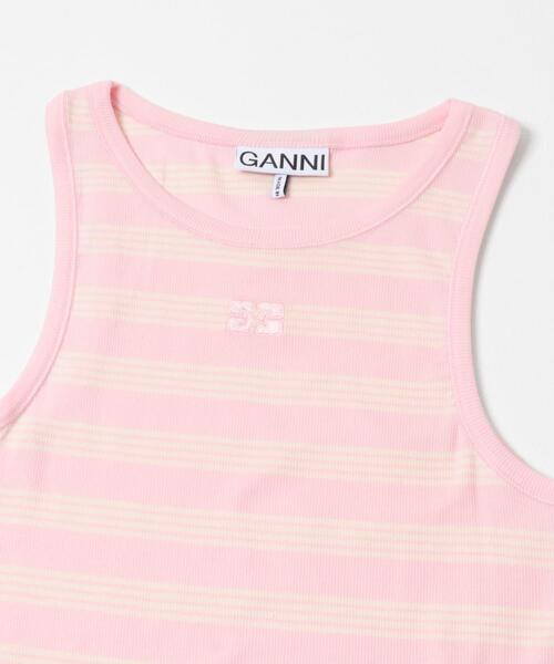 GANNI（ガニー）の「GANNI　SOFT COTTON RIB TANK TOP（タンクトップ・レディース・ピンク系その他/ブラウン系その他/ストライプ・SMALL）」の5枚目の写真