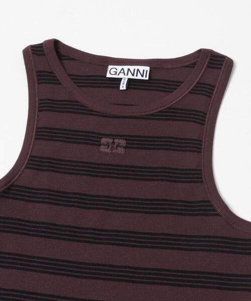 GANNI（ガニー）の「GANNI　SOFT COTTON RIB TANK TOP（タンクトップ・レディース・ピンク系その他/ブラウン系その他/ストライプ・SMALL）」の7枚目の写真