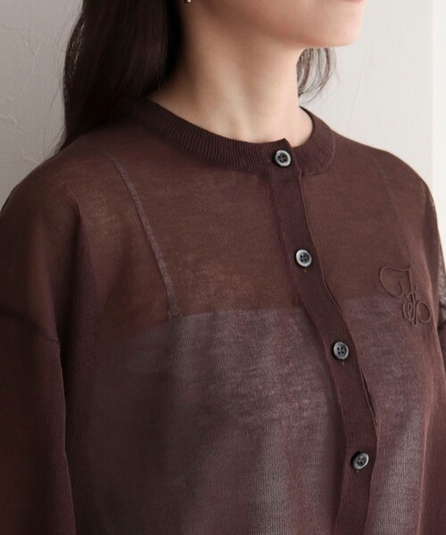 fredy emue(フレディエミュ)の「刺繍入りシアーニットカーディガン(カーディガン/ボレロ・レディース・グレー/オフホワイト/ブラウン/オレンジ・38)」の12枚目の写真