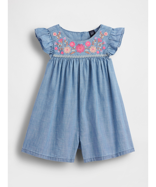 GAP(ギャップ)の「デニム 刺しゅう ヨーク カバーオール (幼児・ベビー)(ワンピース・キッズ・ライトインディゴブルー・80cm/90cm/100cm/105cm/70cm/95cm/110cm)」の2枚目の写真