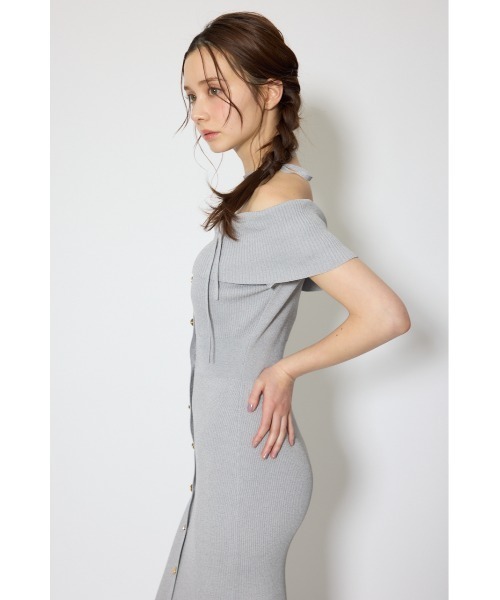 オフショルダーニットタイトワンピース 春服（ワンピース）｜rienda