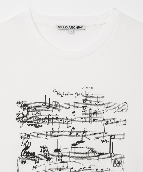 Millo Archive（ミロ アーカイブ）の「グリッチスコアTシャツ[ホワイト]（Tシャツ/カットソー・メンズ・その他・MEDIUM/LARGE/X-LARGE）」の2枚目の写真
