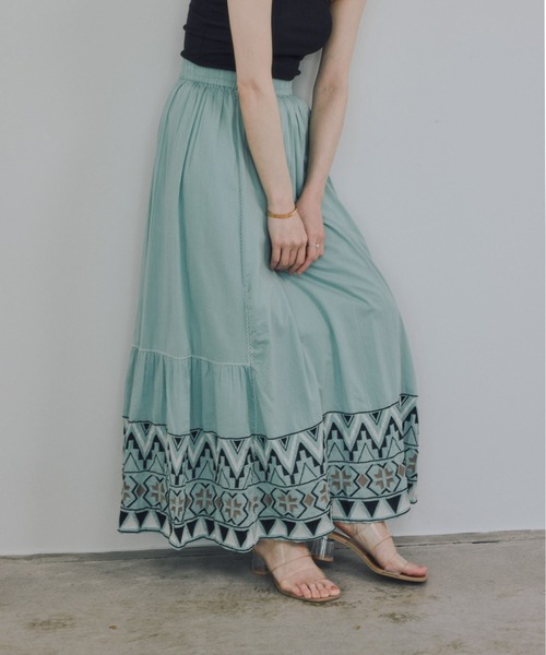 セール】カラー刺繍スカート（スカート）｜Pqran（クラン）の