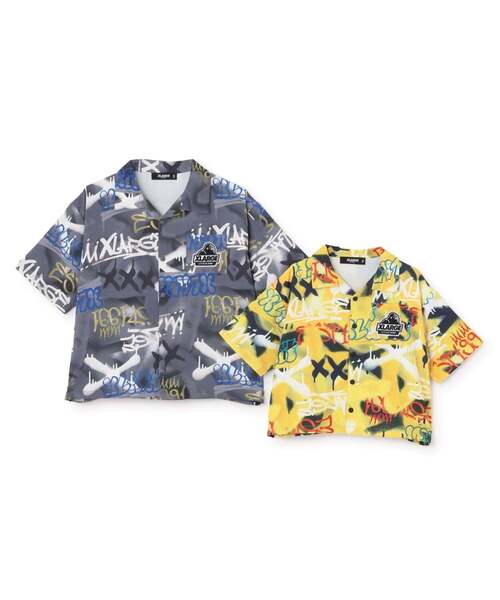 XLARGE KIDS（エクストララージキッズ）の「スプレーアート総柄半袖シャツ（シャツ/ブラウス・キッズ・グレー/イエロー・90cm/140cm/130cm/120cm/110cm/100cm）」の5枚目の写真