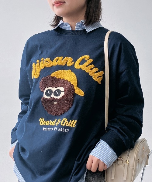 AS KNOW AS plus(アズノゥアズプラス)の「〇サガラ刺繍 キャラクターロンT【UNISEX ITEM】(Tシャツ/カットソー・レディース・チャコールグレー/ホワイト/ネイビー/オートミール・FREE)」の5枚目の写真