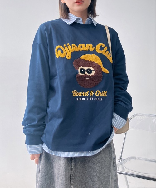 AS KNOW AS plus(アズノゥアズプラス)の「〇サガラ刺繍 キャラクターロンT【UNISEX ITEM】(Tシャツ/カットソー・レディース・チャコールグレー/ホワイト/ネイビー/オートミール・FREE)」の7枚目の写真
