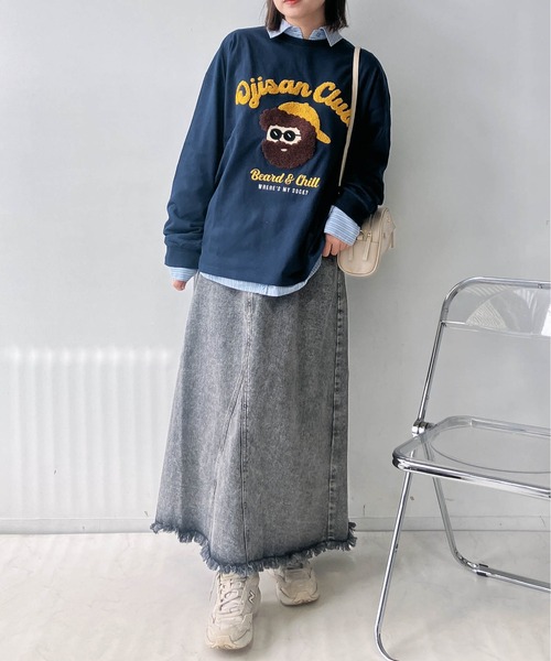 AS KNOW AS plus(アズノゥアズプラス)の「〇サガラ刺繍 キャラクターロンT【UNISEX ITEM】(Tシャツ/カットソー・レディース・チャコールグレー/ホワイト/ネイビー/オートミール・FREE)」の9枚目の写真