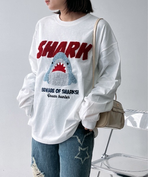 AS KNOW AS plus(アズノゥアズプラス)の「〇サガラ刺繍 キャラクターロンT【UNISEX ITEM】(Tシャツ/カットソー・レディース・チャコールグレー/ホワイト/ネイビー/オートミール・FREE)」の11枚目の写真