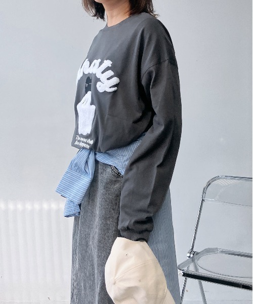 AS KNOW AS plus(アズノゥアズプラス)の「〇サガラ刺繍 キャラクターロンT【UNISEX ITEM】(Tシャツ/カットソー・レディース・チャコールグレー/ホワイト/ネイビー/オートミール・FREE)」の19枚目の写真