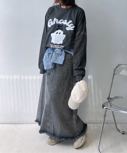 AS KNOW AS plus(アズノゥアズプラス)の「〇サガラ刺繍 キャラクターロンT【UNISEX ITEM】(Tシャツ/カットソー・レディース・チャコールグレー/ホワイト/ネイビー/オートミール・FREE)」の21枚目の写真