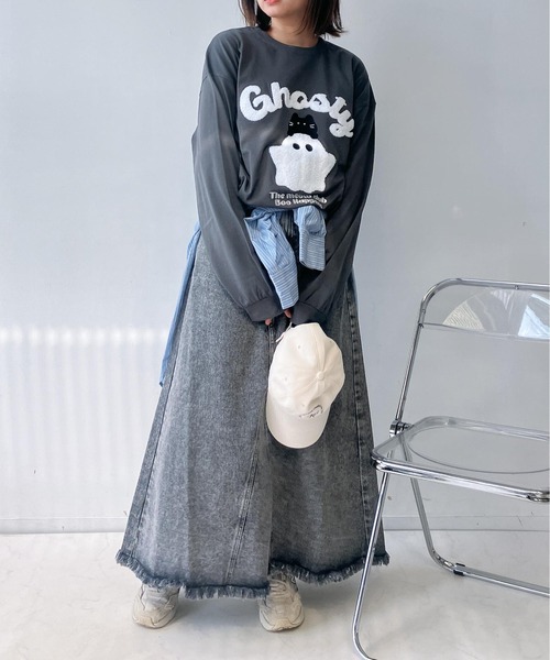 AS KNOW AS plus(アズノゥアズプラス)の「〇サガラ刺繍 キャラクターロンT【UNISEX ITEM】(Tシャツ/カットソー・レディース・チャコールグレー/ホワイト/ネイビー/オートミール・FREE)」の22枚目の写真
