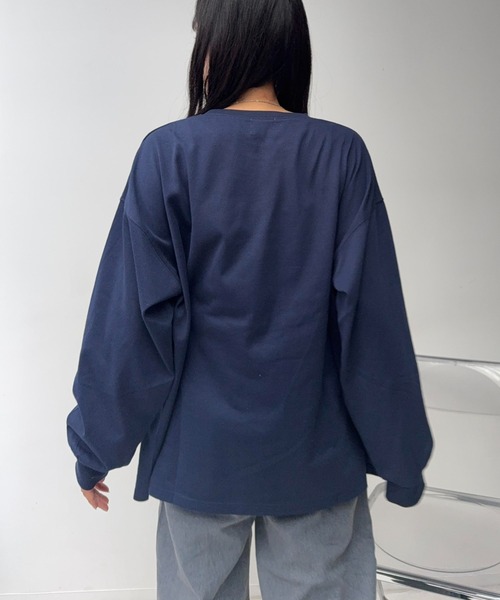 AS KNOW AS plus（アズノゥアズプラス）の「〇サガラ刺繍 キャラクターロンT【UNISEX ITEM】（Tシャツ/カットソー・レディース・チャコールグレー/ホワイト/ネイビー/オートミール/ホワイト系/グレー系/ネイビー系/アイボリー系・FREE）」の22枚目の写真