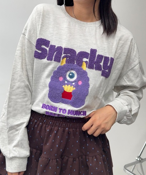 AS KNOW AS plus（アズノゥアズプラス）の「〇サガラ刺繍 キャラクターロンT【UNISEX ITEM】（Tシャツ/カットソー・レディース・チャコールグレー/ホワイト/ネイビー/オートミール/ホワイト系/グレー系/ネイビー系/アイボリー系・FREE）」の18枚目の写真