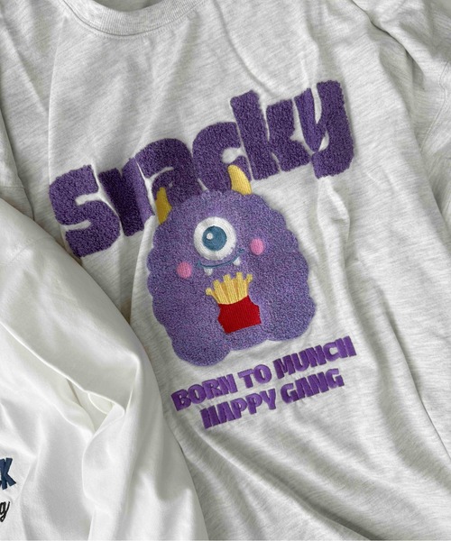 AS KNOW AS plus（アズノゥアズプラス）の「〇サガラ刺繍 キャラクターロンT【UNISEX ITEM】（Tシャツ/カットソー・レディース・チャコールグレー/ホワイト/ネイビー/オートミール/ホワイト系/グレー系/ネイビー系/アイボリー系・FREE）」の12枚目の写真