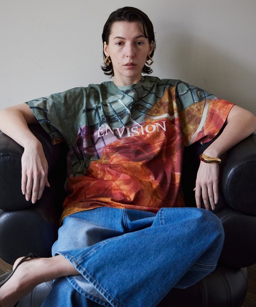 MAISON SPECIAL(メゾンスペシャル)の「Fabric Photo Over T-Shirt/ファブリックフォトオーバーTEE(Tシャツ/カットソー・レディース・オレンジ/グリーン/グレー・FREE)」の3枚目の写真