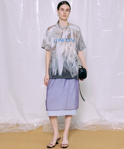 MAISON SPECIAL(メゾンスペシャル)の「Fabric Photo Over T-Shirt/ファブリックフォトオーバーTEE(Tシャツ/カットソー・レディース・オレンジ/グリーン/グレー・FREE)」の8枚目の写真