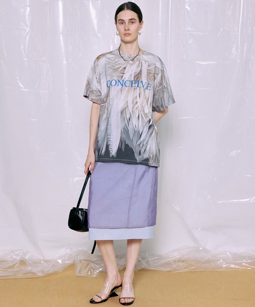 MAISON SPECIAL(メゾンスペシャル)の「Fabric Photo Over T-Shirt/ファブリックフォトオーバーTEE(Tシャツ/カットソー・レディース・オレンジ/グリーン/グレー・FREE)」の10枚目の写真