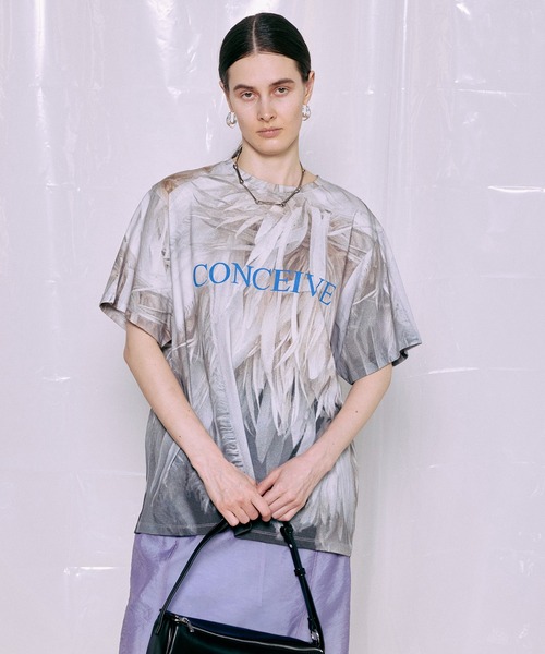 MAISON SPECIAL(メゾンスペシャル)の「Fabric Photo Over T-Shirt/ファブリックフォトオーバーTEE(Tシャツ/カットソー・レディース・オレンジ/グリーン/グレー・FREE)」の14枚目の写真