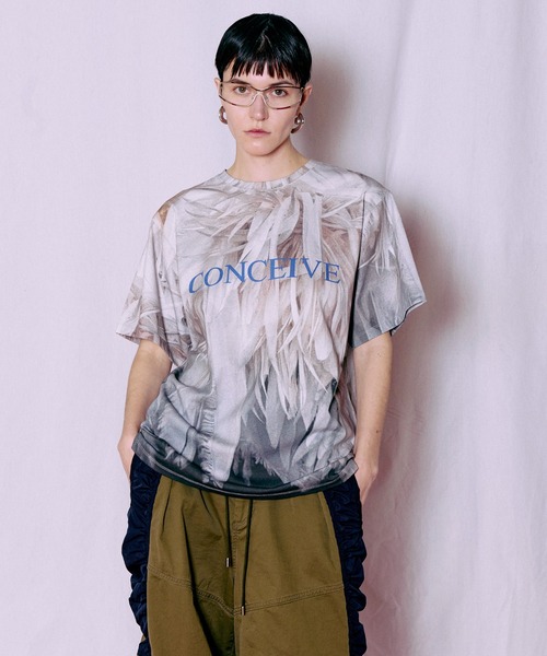 MAISON SPECIAL(メゾンスペシャル)の「Fabric Photo Over T-Shirt/ファブリックフォトオーバーTEE(Tシャツ/カットソー・レディース・オレンジ/グリーン/グレー・FREE)」の22枚目の写真