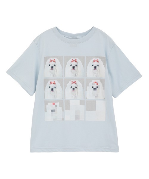 Candy Stripper(キャンディストリッパー)の「SHIH TZU LOW PIXEL Tシャツ(Tシャツ/カットソー・レディース・ピンク/ライトブルー/オフホワイト/チャコール・M/XL/L)」の1枚目の写真