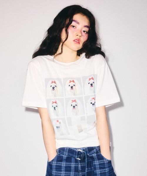 Candy Stripper(キャンディストリッパー)の「SHIH TZU LOW PIXEL Tシャツ(Tシャツ/カットソー・レディース・ピンク/ライトブルー/オフホワイト/チャコール・M/XL/L)」の8枚目の写真