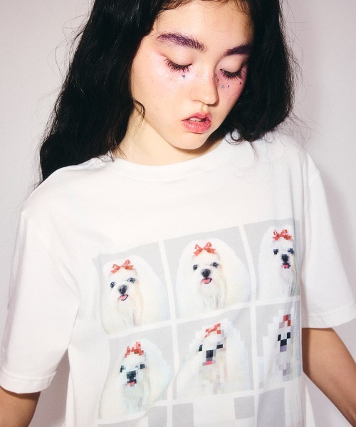 Candy Stripper(キャンディストリッパー)の「SHIH TZU LOW PIXEL Tシャツ(Tシャツ/カットソー・レディース・ピンク/ライトブルー/オフホワイト/チャコール・M/XL/L)」の10枚目の写真