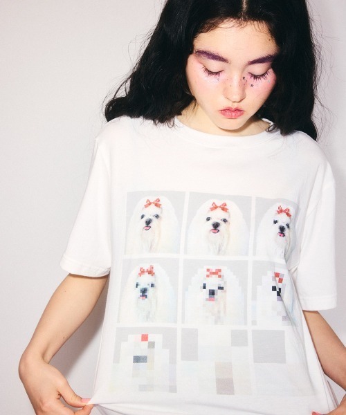 Candy Stripper(キャンディストリッパー)の「SHIH TZU LOW PIXEL Tシャツ(Tシャツ/カットソー・レディース・ピンク/ライトブルー/オフホワイト/チャコール・M/XL/L)」の9枚目の写真