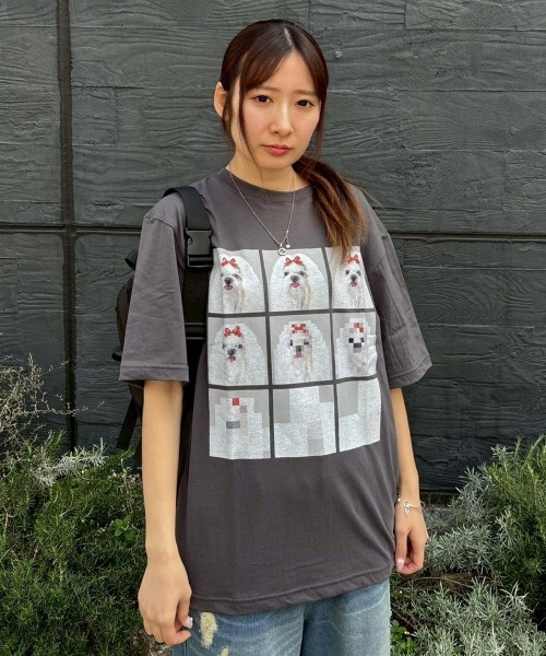 Candy Stripper(キャンディストリッパー)の「SHIH TZU LOW PIXEL Tシャツ(Tシャツ/カットソー・レディース・ピンク/ライトブルー/オフホワイト/チャコール・M/XL/L)」の18枚目の写真