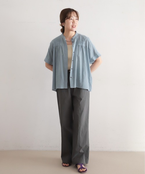 NOMBRE IMPAIR（ノンブルアンペール）の「ウェーブJQコットン　ドルマンギャザーブラウス（シャツ/ブラウス・レディース・サックスブルー/ピンク・FREE）」の9枚目の写真
