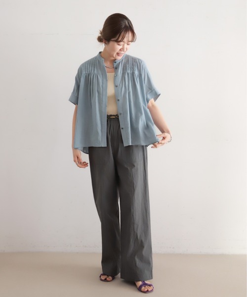 NOMBRE IMPAIR（ノンブルアンペール）の「ウェーブJQコットン　ドルマンギャザーブラウス（シャツ/ブラウス・レディース・サックスブルー/ピンク・FREE）」の4枚目の写真