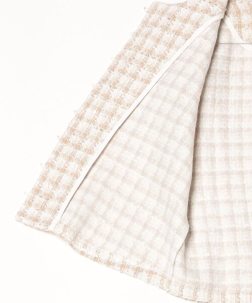 FREE STYLISTS(フリー スタイリスト)の「YUGA_YGMC Korean style tweed cropped jacket(ノーカラージャケット・レディース・オフホワイト/ブルー・FREE)」の4枚目の写真