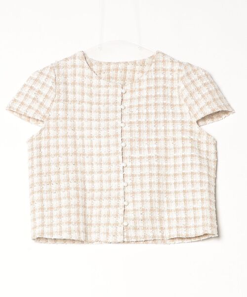 FREE STYLISTS(フリー スタイリスト)の「YUGA_YGMC Korean style tweed cropped jacket(ノーカラージャケット・レディース・オフホワイト/ブルー・FREE)」の14枚目の写真
