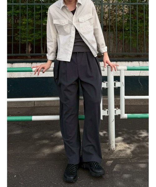 Chikashitsu +(チカシツプラス)の「【Chikashitsu +】belt tuck wide slacks / 【チカシツプラス】ベルト付きタックワイドスラックス<着用動画あり>(スラックス・メンズ・ブラック/ブラウン/グレー・L/M)」の15枚目の写真
