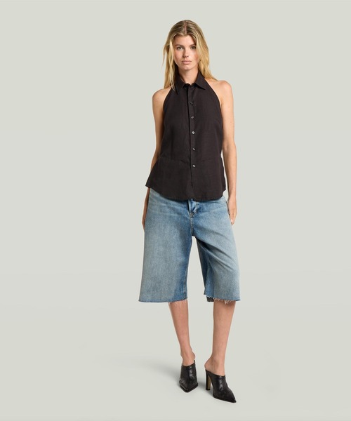 G-STAR(ジースター)の「Patti Short Raw Edge/ヴィンテージライクカットオフデザインワイドルーズデニムショートパンツ(その他パンツ・レディース・ライトインディゴブルー・25inch/24inch/26inch)」の3枚目の写真