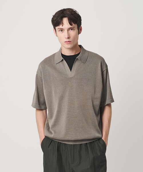 BEAUTY&YOUTH UNITED ARROWS(ビューティーアンドユースユナイテッドアローズ)の「シャイン ギマ スキッパー ポロニット ウォッシャブル(ニット/セーター・メンズ・オリーブ/ネイビー/ベージュ・S/M/L/XL)」の2枚目の写真