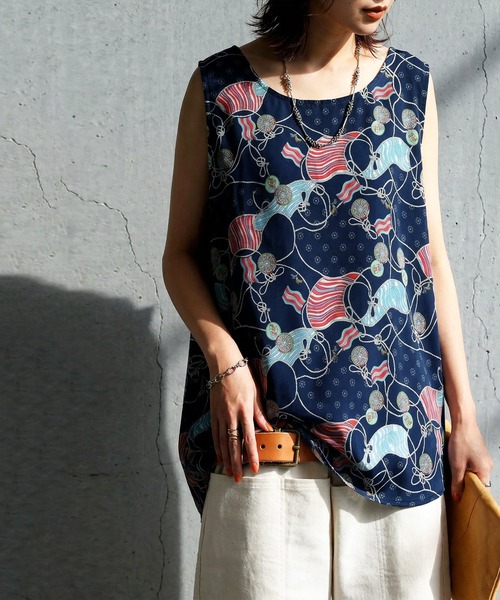 antiqua(アンティカ)の「レトロマリン柄 タンクトップ(タンクトップ・レディース・グリーン/ネイビー・ONESIZE)」の10枚目の写真