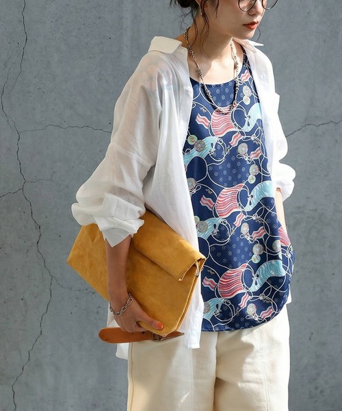 antiqua(アンティカ)の「レトロマリン柄 タンクトップ(タンクトップ・レディース・グリーン/ネイビー・ONESIZE)」の11枚目の写真